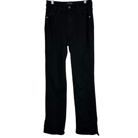 Judy Blue Jeans Women Size 27 Black High Rise 90s Slit Bottom Straight Leg - Picture 1 of 13